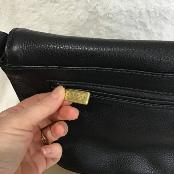 VTG Coach Sonoma Black Flap Crossbody Bag 90s Pebbled Leather Classic City - Picture 5 of 14